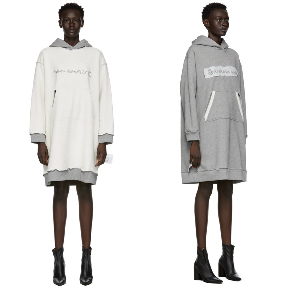 MM6 Maison Margiela Off-White Reversible Hoodie Dress